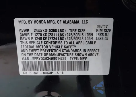 2017 Acura Mdx z USA, uszkodzony, nr VIN 5FRYD3H34HB014289